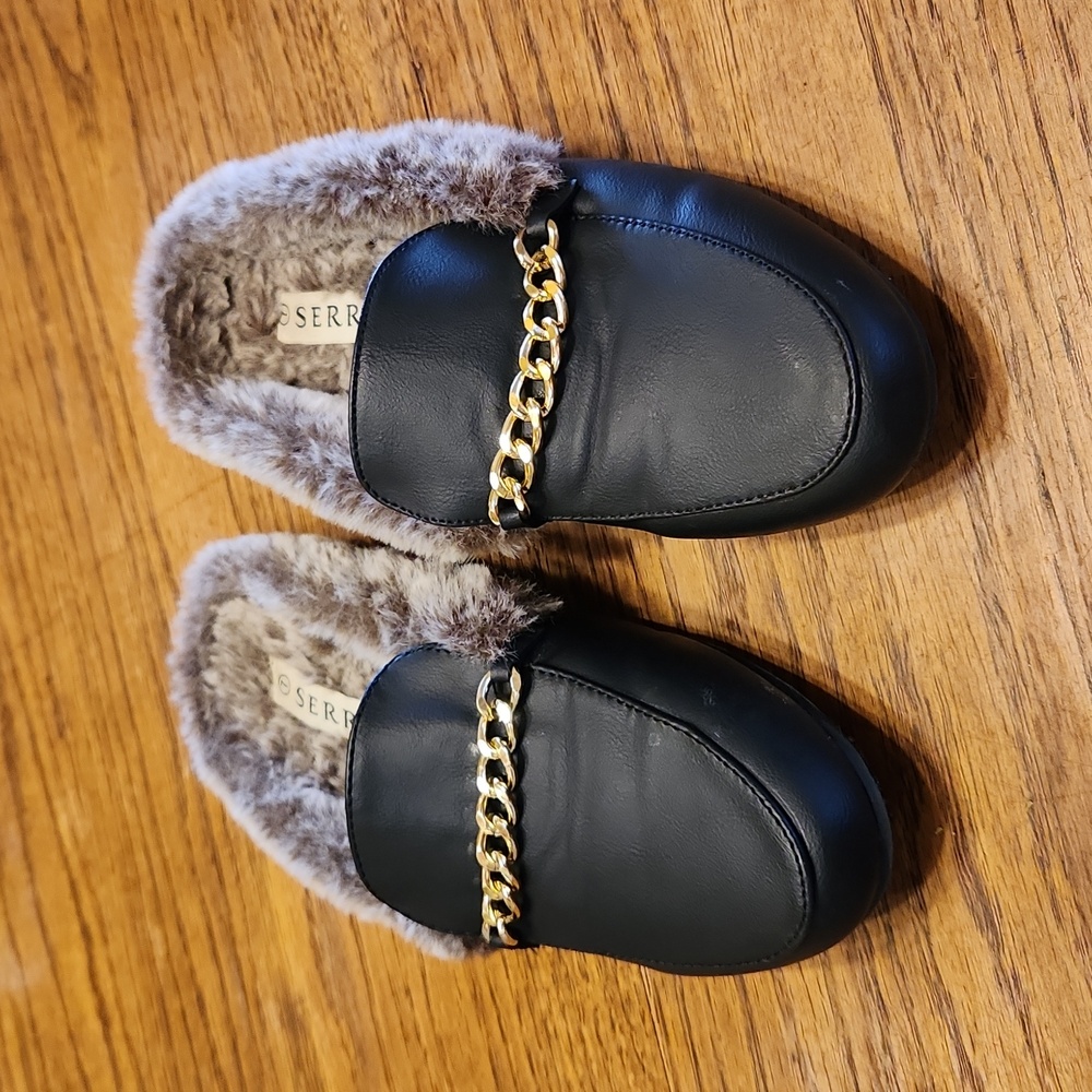 Serra Ladies Faux Fur Lined Mules Size 7